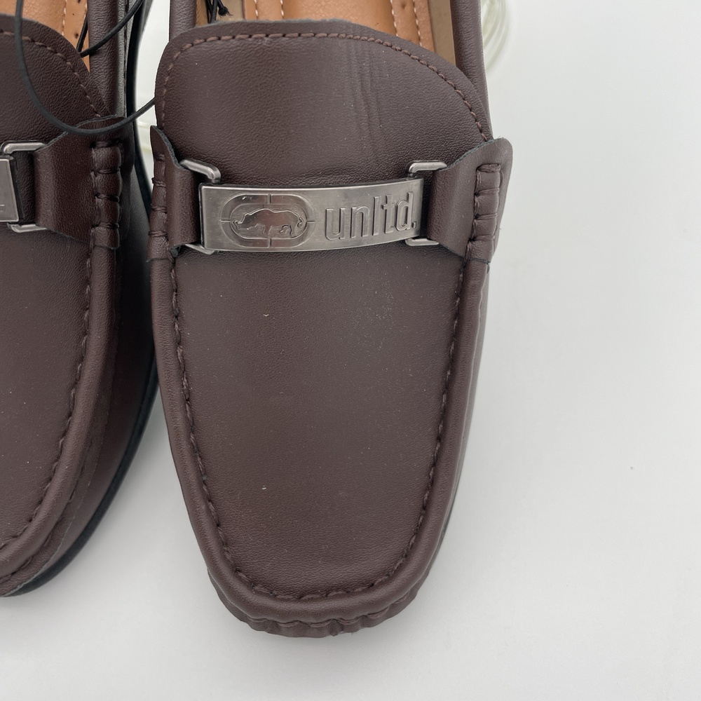 NWT UNLTD Brown Leather Driver Dress Loafers Boys Size 3‎ Ecko - Picture 3 of 9